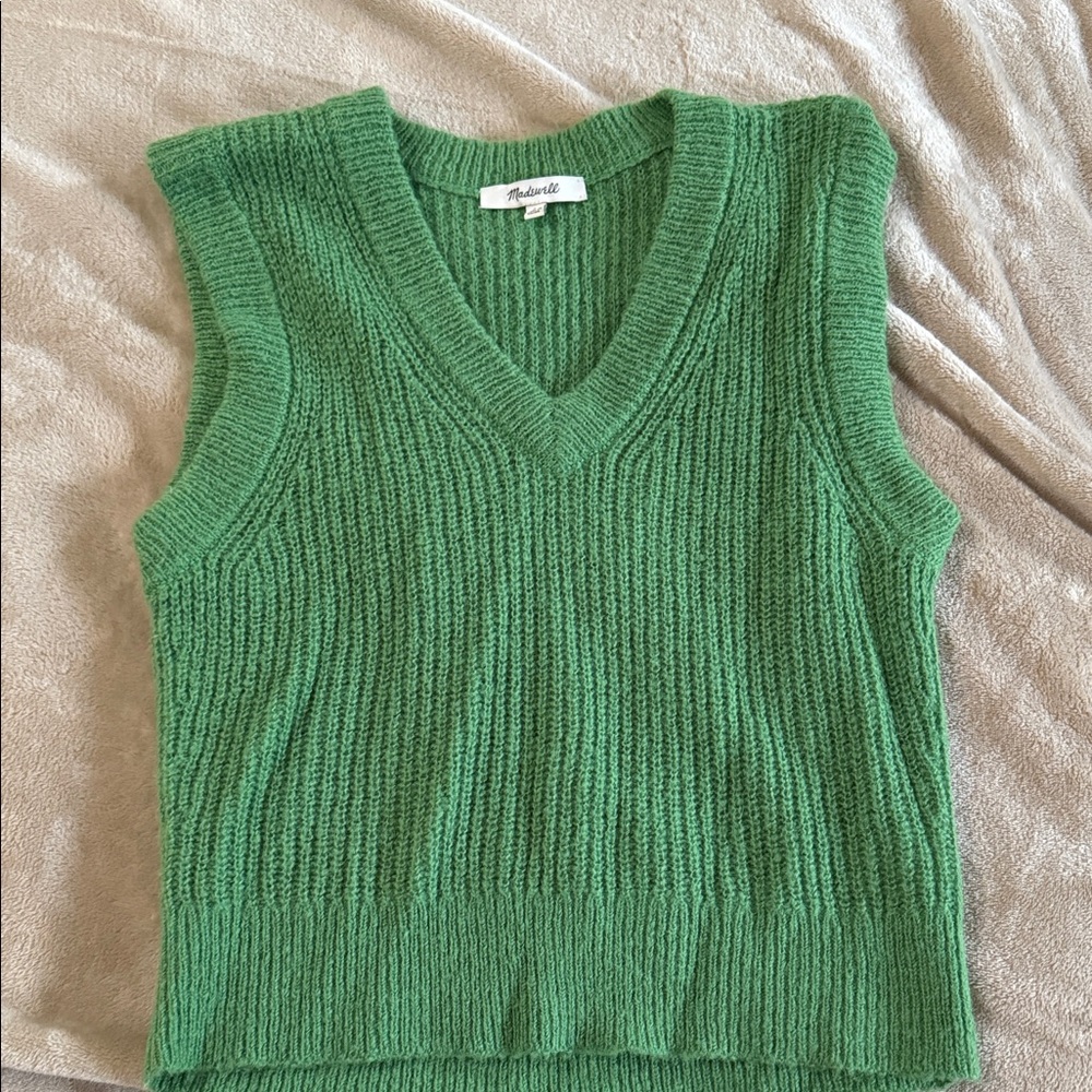 Madewell Green V-Neck Sweater